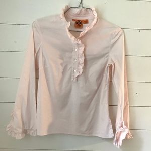 Tory Burch Blouse Top Cotton Ruffles Shirt Size 6